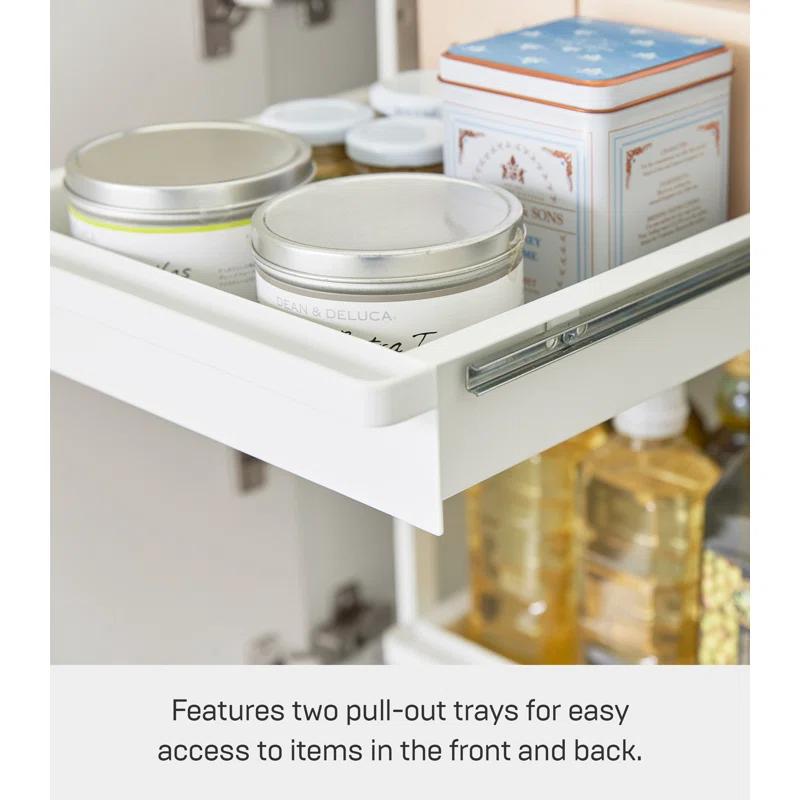Yamazaki Home Yamazaki Home Tower Under-Sink Rack With Pull-Out Shelf, Versatile Kitchen Cabinet Storage Drawers, 2 Tiers, Sturdy Organization System - Steel