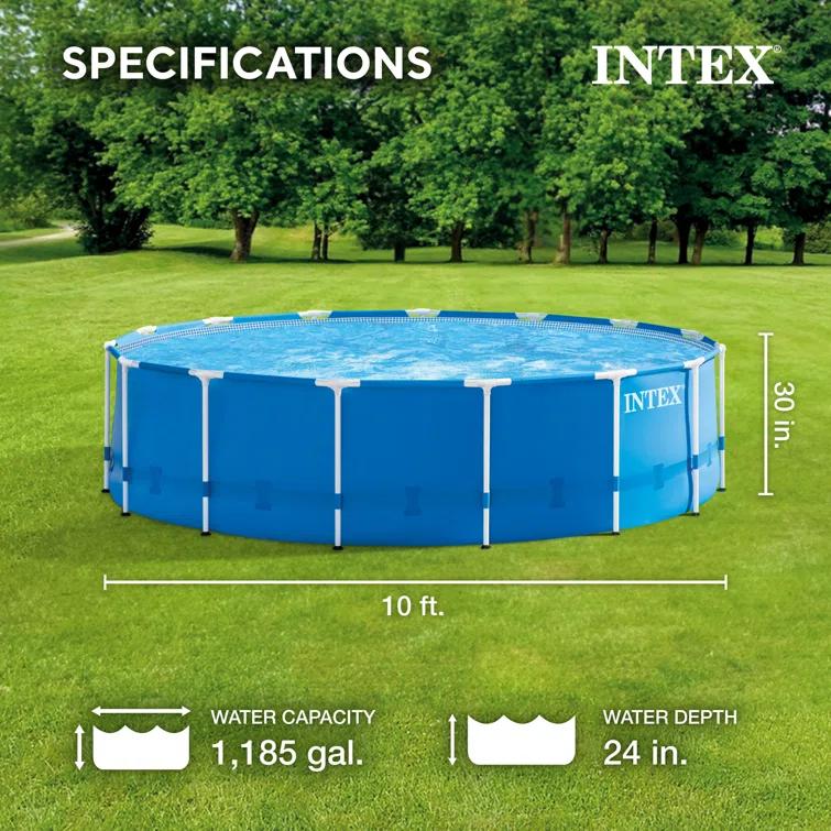 Intex Intex 10ft x 30in Metal Frame Swimming Pool Set with Filter and Debris Cover