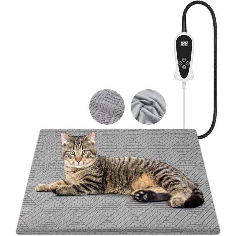 Pet Heating Pad for Dogs and Cats, Waterproof Dog Cat Heating Pad Indoor Heated Blanket Pet Cat Bed Pad with Detachable Cover, 9 Adjustable Temperature & Timer (Medium(18.0"L x 18.0"W x 0.6"Th))