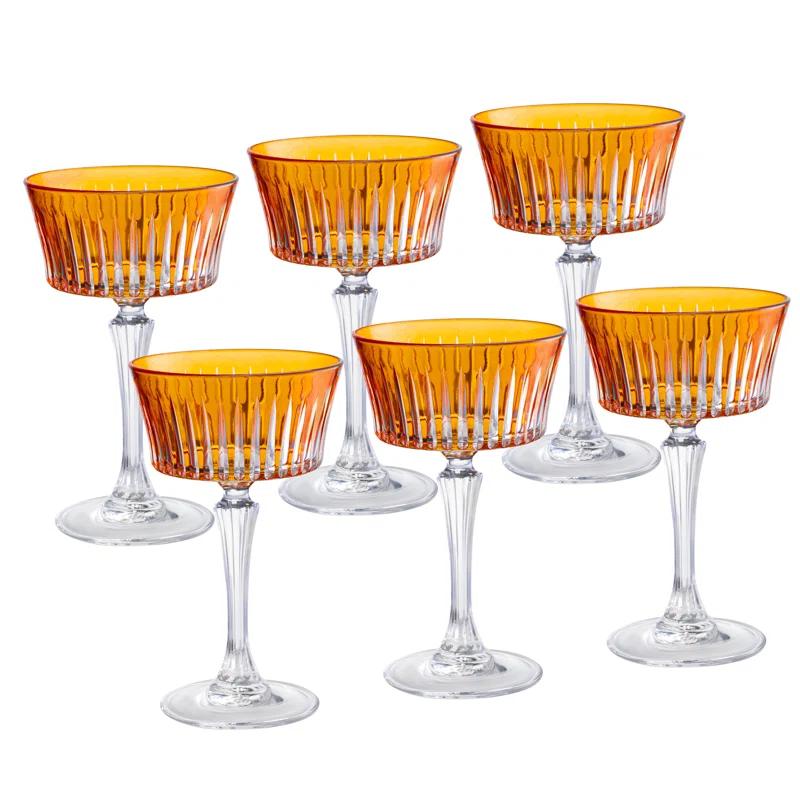 Barski Colored Champagne Coupe Glasses, Stemmed Martini Glassware, Set of 6 - 8.7 oz. (Set of 6)