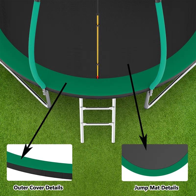 WANDINGT 14FT Trampoline With Enclosure - Recreational Trampolines With Ladder, ASTM Approval Outdoor Trampoline For Kids