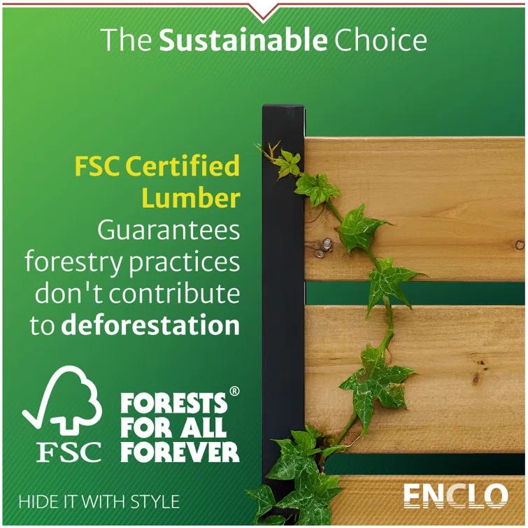 Enclo 5ft H x 3.2ft W (1 Panel) No Dig Enclo Concord Cedar Wood Privacy Screen, Great to Hide Trash Cans, Decorative Patio Privacy Screen, Outdoor Privacy Fence Panel, Air Conditioner Fence, EC18022