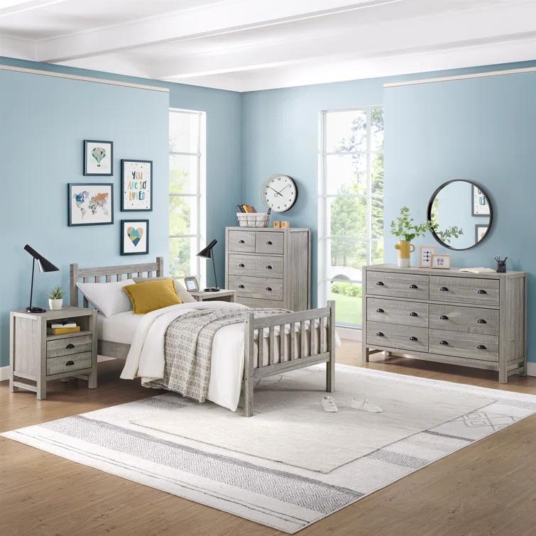Alaterre Windsor Twin Wooden Weathered Beachhouse Farmhouse Industrial Bohemian Style Bed