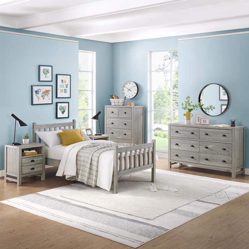 Alaterre Windsor Twin Wooden Weathered Beachhouse Farmhouse Industrial Bohemian Style Bed