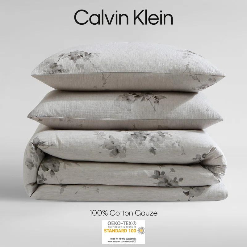 Calvin Klein Calvin Klein Aquarelle Floral Cotton Grey Comforter Set