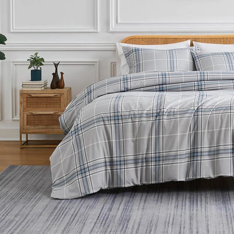 SouthShore Fine Linens Vilano Plaid Oversized Microfiber Duvet Cover Set by Southshore Fine linens
