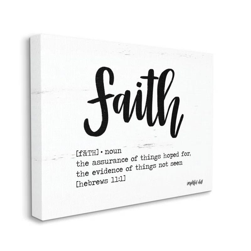 Stupell Industries " Faith Definition Religious Black And White Word Design " by Imperfect Dust