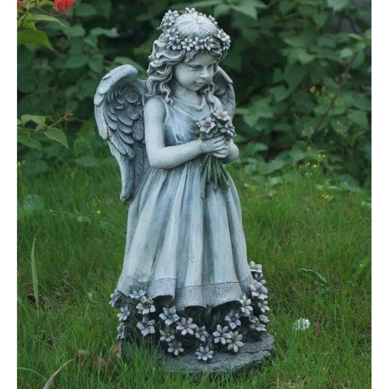Hi-Line Gift Ltd. Angel Holding Flowers Statue