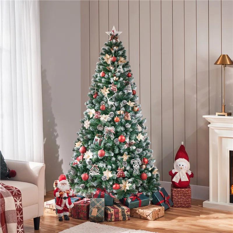 Pinecone-decorated Frosted Artificial Christmas Tree