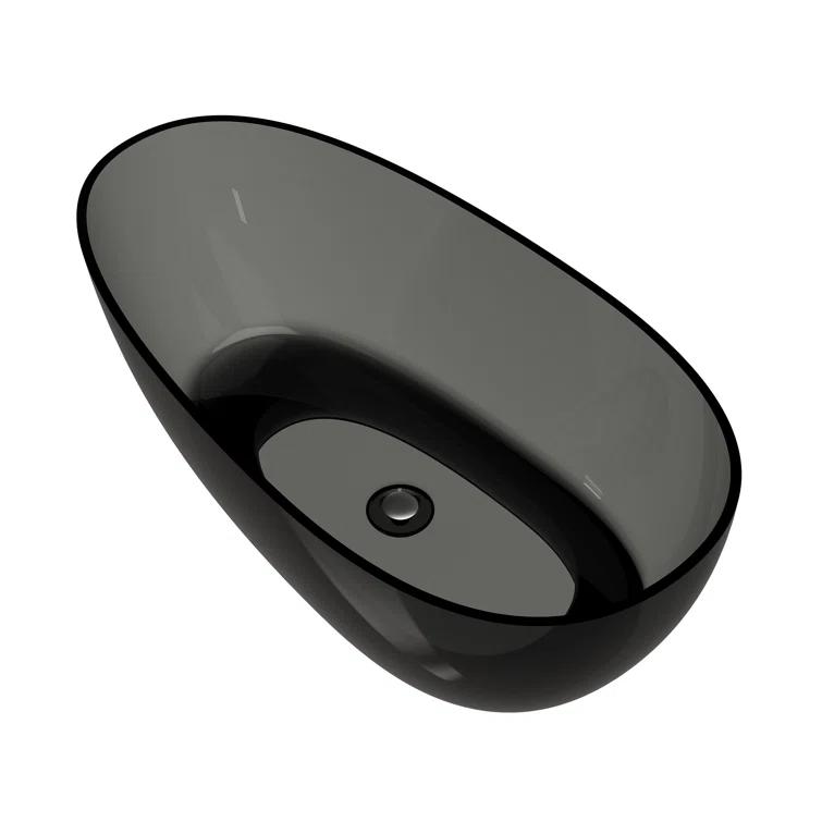 CASAINC Marfa 59'' x 31'' Egg Semi Transparent Resin Freestanding Soaking Bathtub CA06014REGG59AG