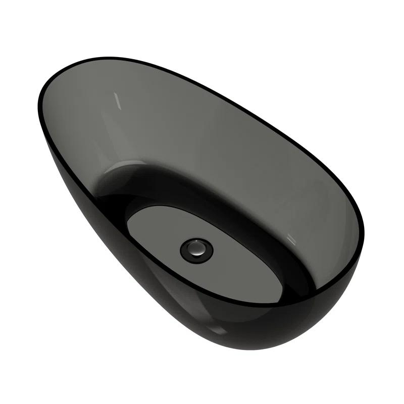 CASAINC Marfa 59'' x 31'' Egg Semi Transparent Resin Freestanding Soaking Bathtub CA06014REGG59AG