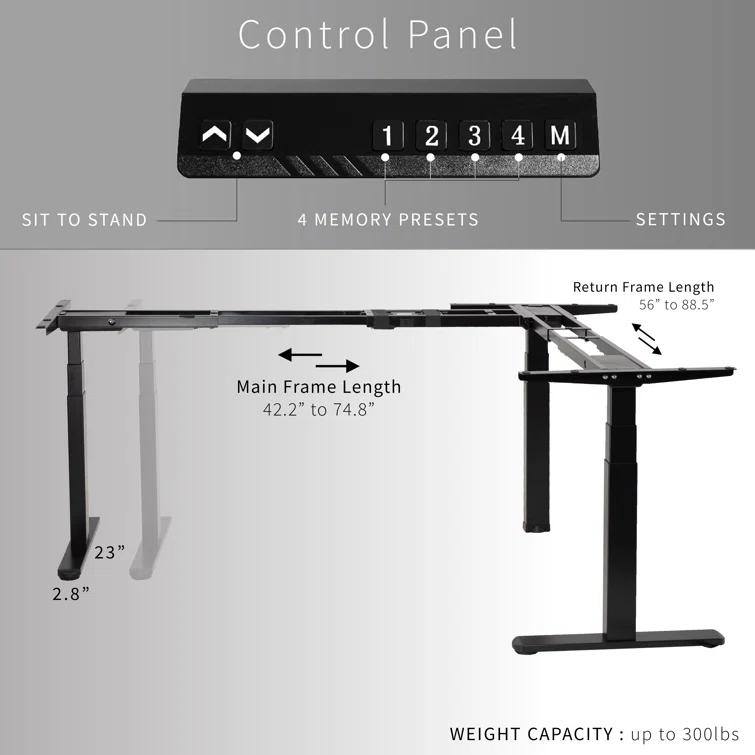 Vivo VIVO White Electric Motor Height Adjustable Corner 3 Leg Standing Desk Frame (Frame Only)