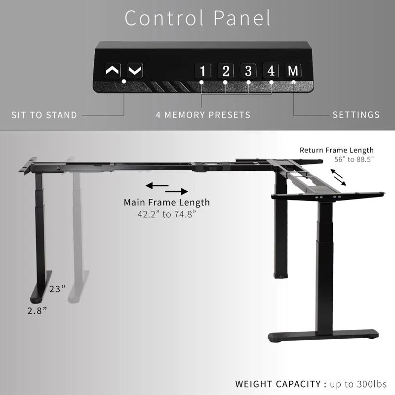 Vivo VIVO White Electric Motor Height Adjustable Corner 3 Leg Standing Desk Frame (Frame Only)