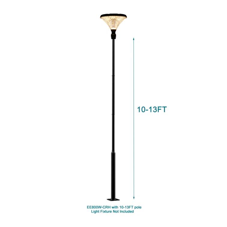 eLEDing 2.5 in - 3 in. up to 13 ft. Black Outdoor Universal Metal Light Post Pole w/ Metal Rebar Cage EE-PL4m