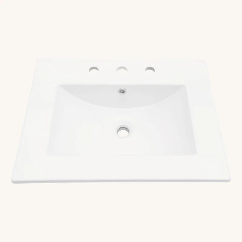 Tech Cube 24"X18" White Rectangular Single Vanity Top With Overflow(Sink Only) TCYX05466A