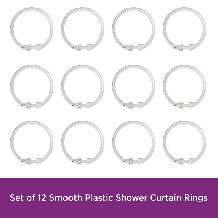 Kenney Wayfair Basics Smooth Shower Rings Round Plastic Shower Curtain Rings (Set of 12)