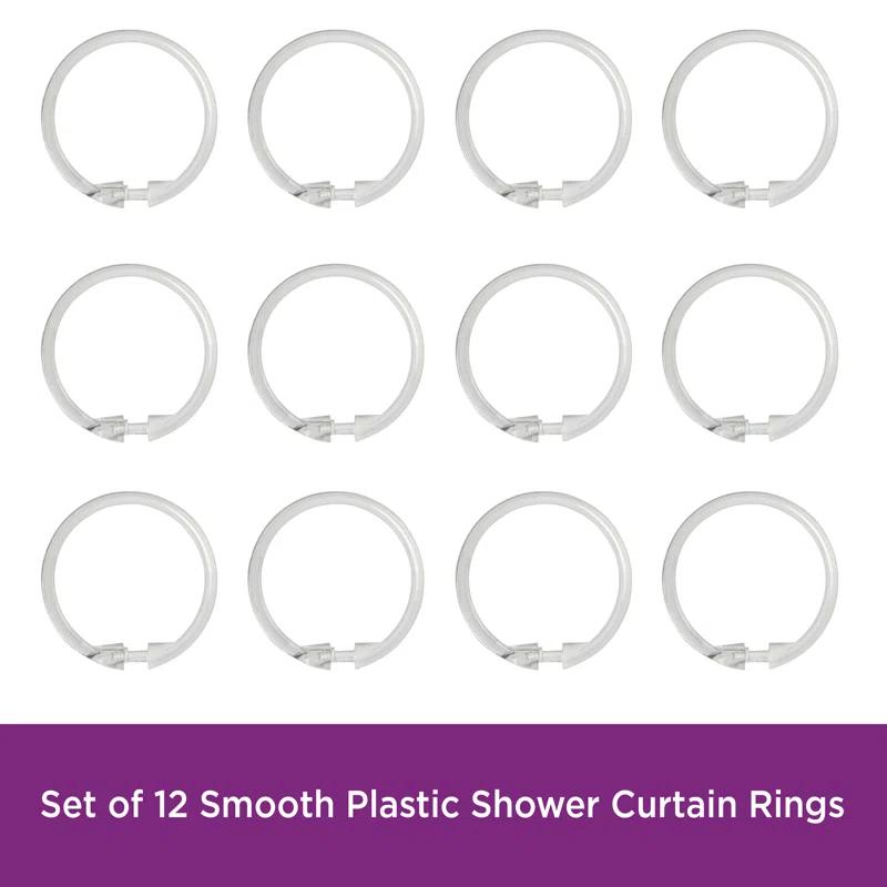 Kenney Wayfair Basics Smooth Shower Rings Round Plastic Shower Curtain Rings (Set of 12)