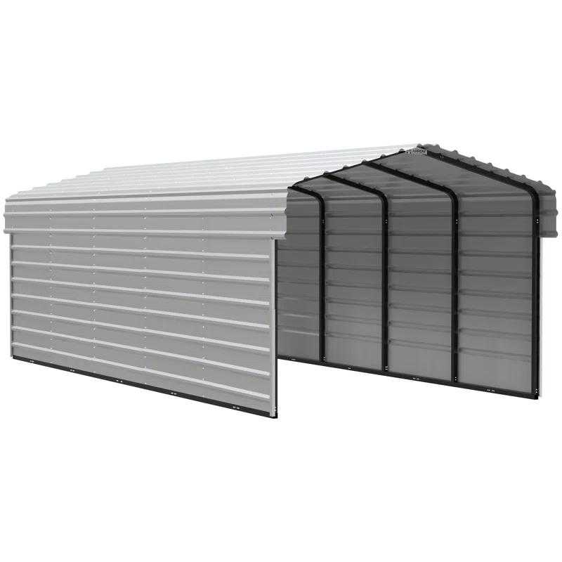 Arrow 24 x 10 ft Charcoal Carport with 2-sided Enclosure