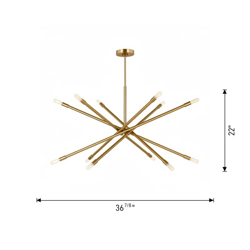 Mercer41 12 - Light Dimmable Sputnik Modern Linear Chandelier