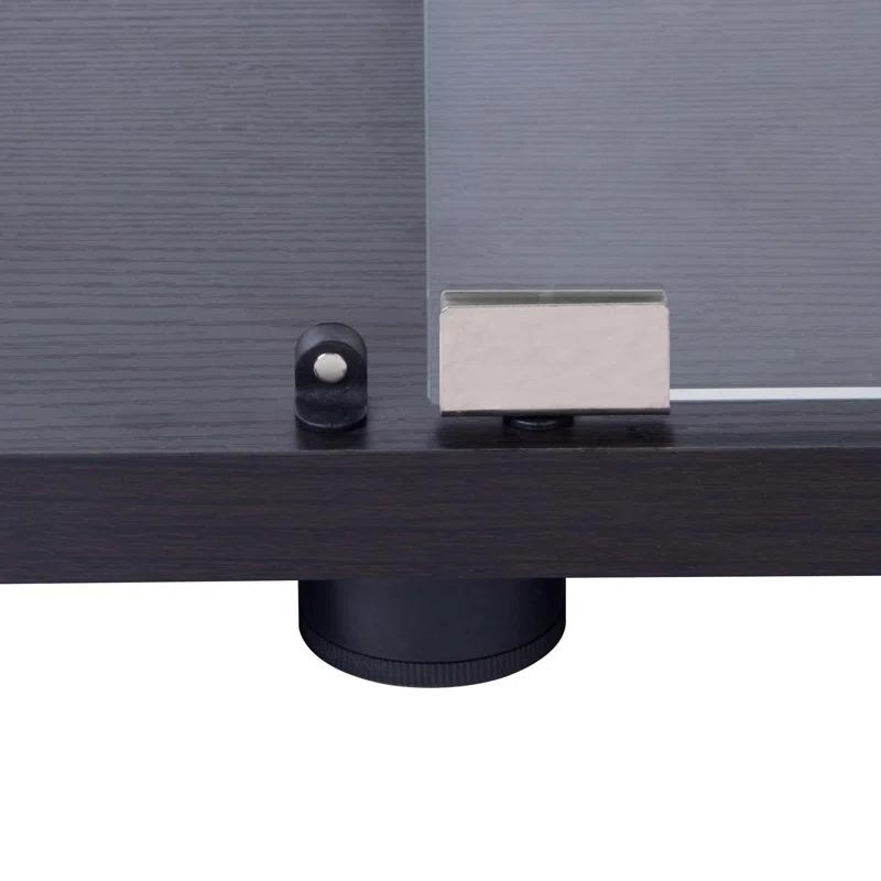 Latitude Run® LED Strip Light Two Door Glass Cabinet Glass Display Cabinet With 4 Shelves