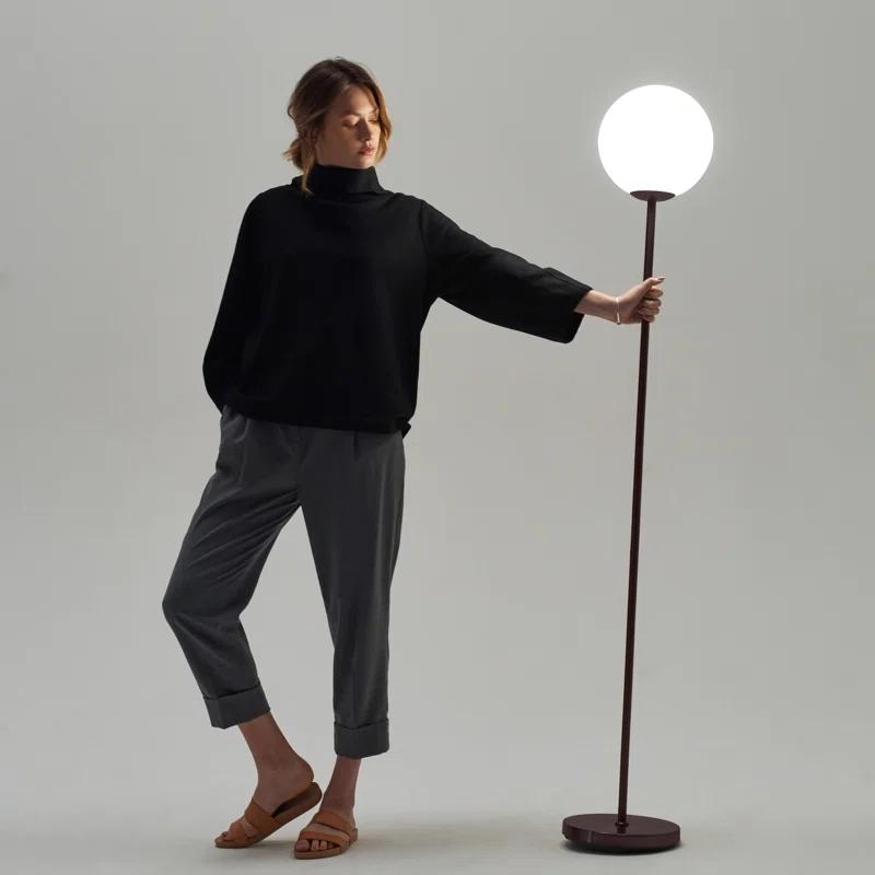 Luna 65 in. Modern LED Energy Efficient Floor Lamp with Frosted Glass Globe Shade