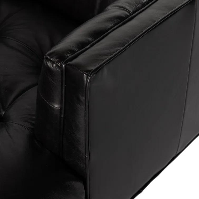 Dylan Mid-Century Rider Black Leather Chaise Lounge