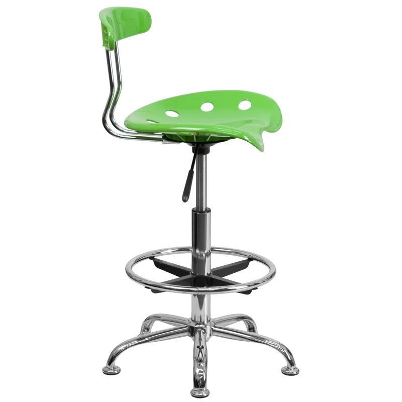 Flash Furniture Monroe Vibrant Chrome Drafting Stool with Tractor Seat