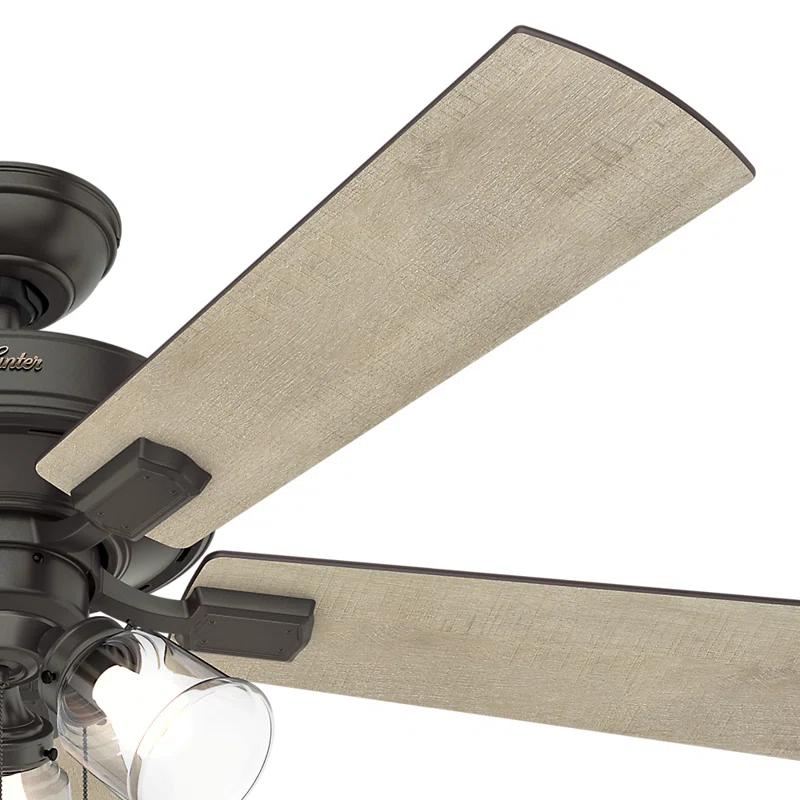 Hunter Fan 52" Crestfield 5 - Blade Modern Farmhouse Indoor Ceiling Fan with Light and Pull Chains