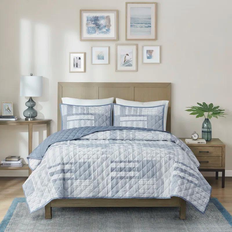 Madison Park Graham 3 Piece Quilted Patchwork Quilt Set