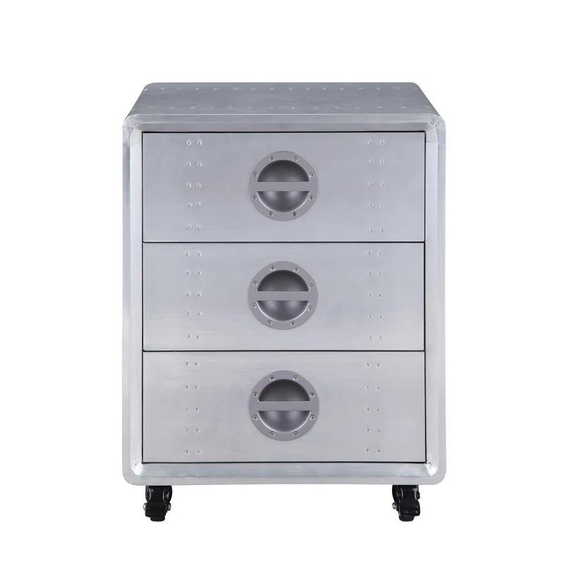 ACME Furniture Brancaster 3-Drawer Cabinet in Aluminum