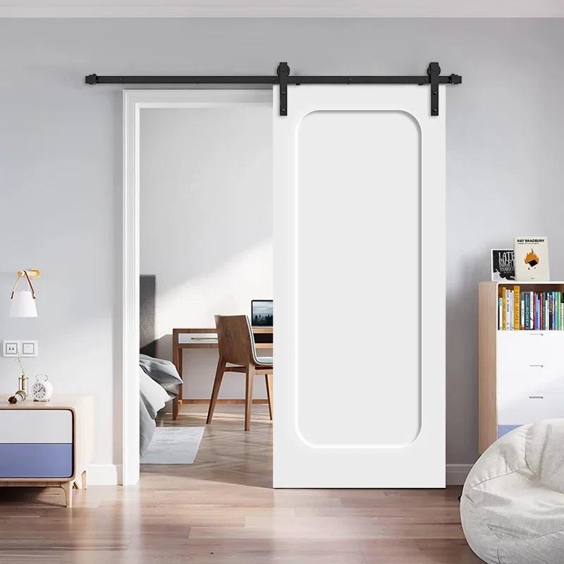Calhome Curved 1 Panel Shaker Painted Composite Modern Interior Sliding Barn Door with Hardware Kit