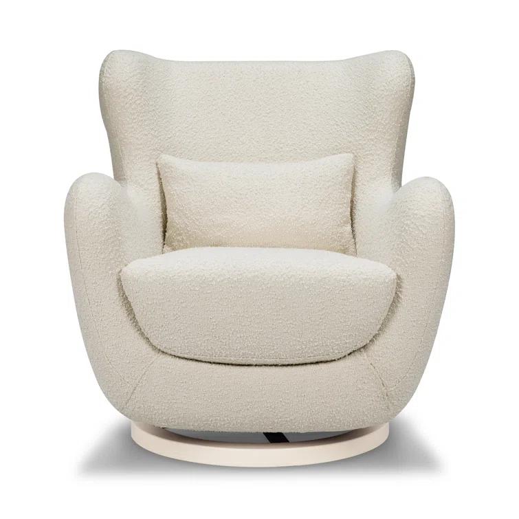 Babyletto x Nursery Works Solstice Ivory Boucle Nursery Glider Chair with Ivory Wood Base