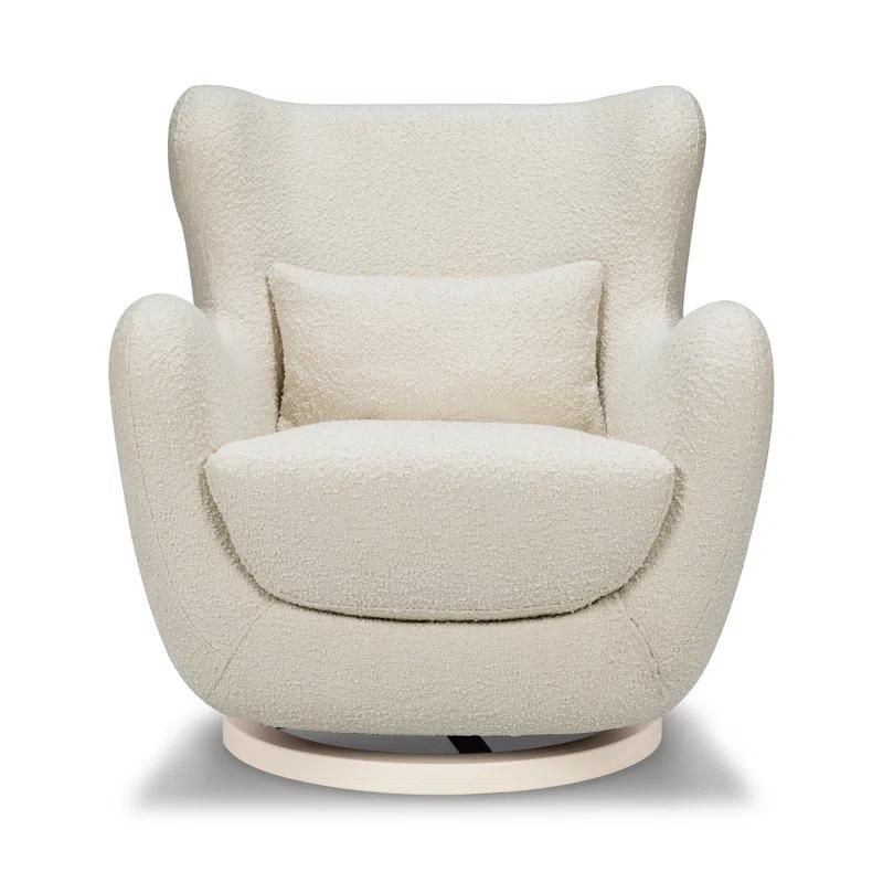 Babyletto x Nursery Works Solstice Ivory Boucle Nursery Glider Chair with Ivory Wood Base
