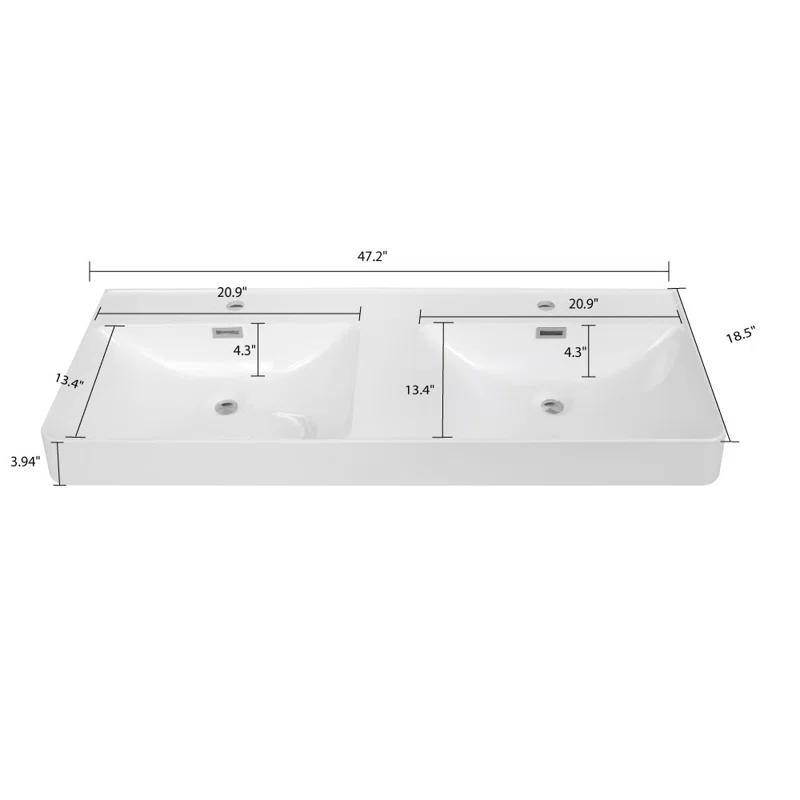 47.2" Solid Surface Resin Streamline Vanity Top