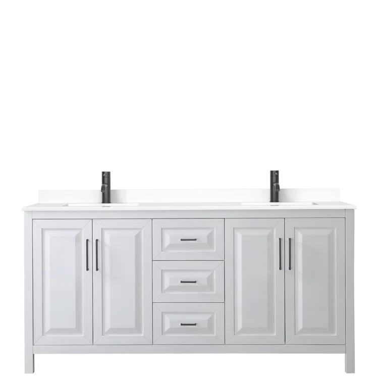 Wyndham Collection Daria 72'' Double Bathroom Vanity with Carrara Marble Top