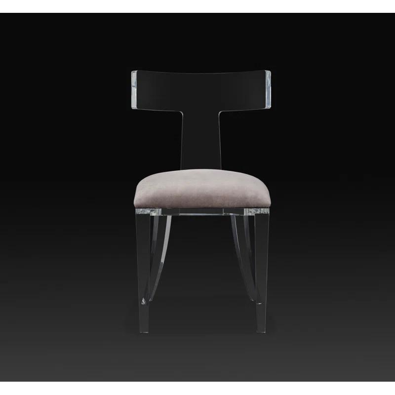 Tristan Velvet Upholstered Wingback Side Chair in Clear