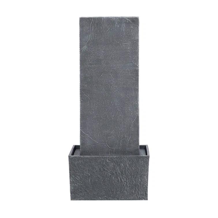 Wrought Studio™ Outdoor Water Fountain for Garden, Patio or Backyard-Freestanding Stone Design with Waterfall Feature & LED Lights