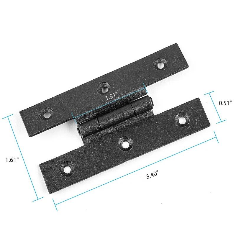 Black Wrought Iron Cabinet H Hinge 3.5" H 1/4" Offset Door Hinge