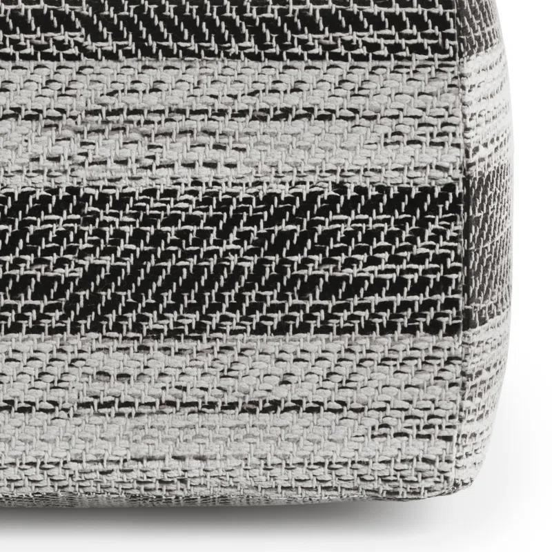 Simpli Home Clay 18"W Upholstered Cotton Square Pouf