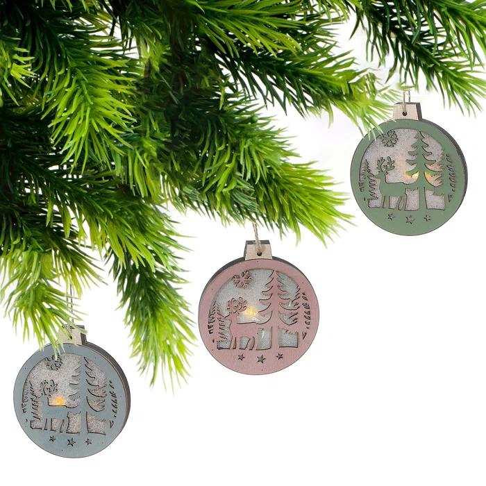 iH casadécor Ihcasadecor Wood Holiday Shaped Ornament (Set of 12)