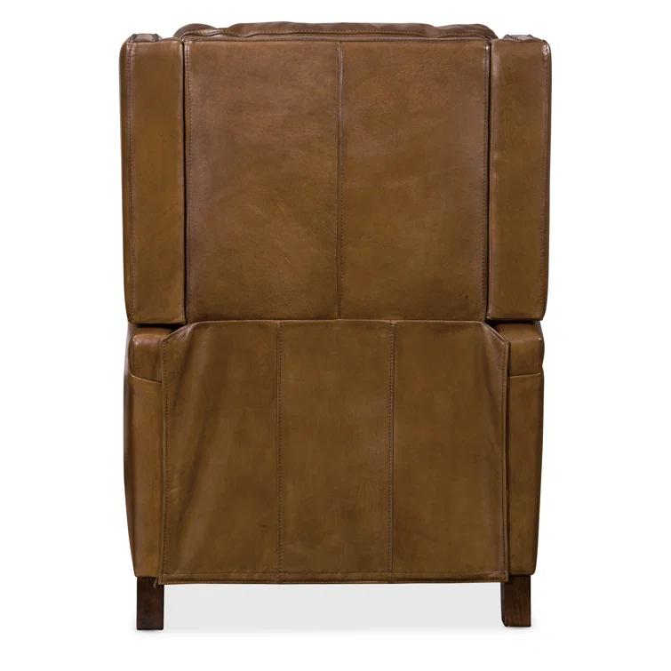 Checkmate Pawn Full Recline Brown Leather & Dark Wood Recliner
