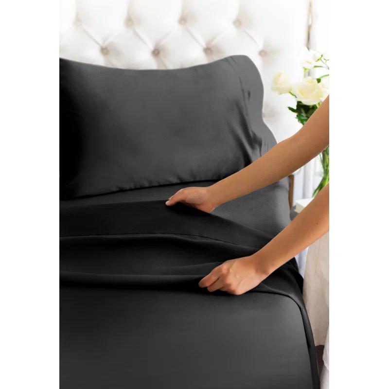 CGK Linens Premium Rayon From Bamboo 4 Piece Deep Pocket Ultra Soft & Cooling Sheet Set