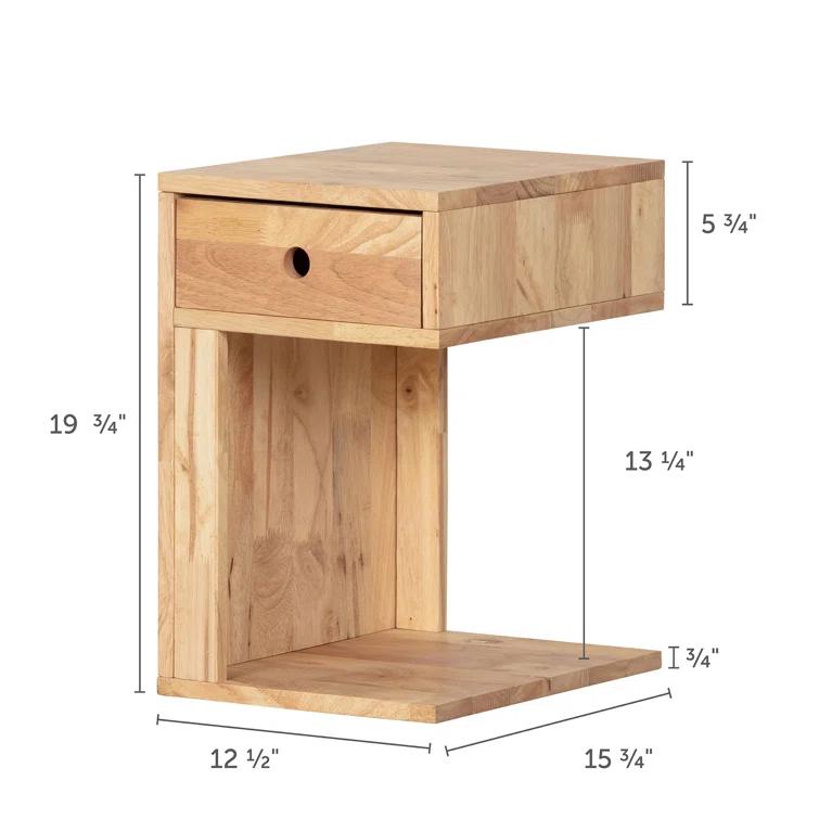 South Shore Kodali Solid Wood C Table End Table with Storage