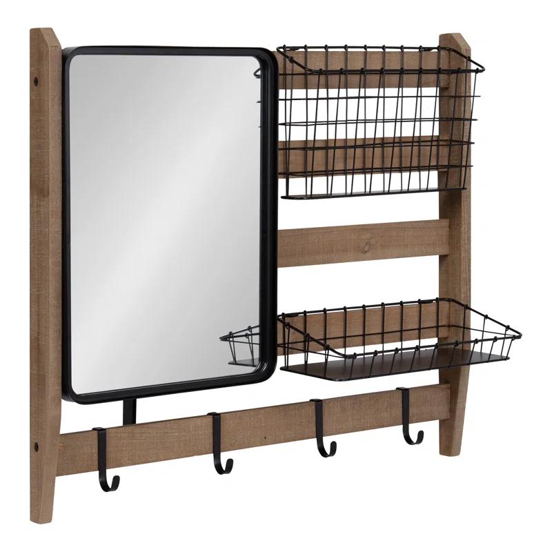 Kate and Laurel Tanner Metal Wall Organizer with Key Hooks
