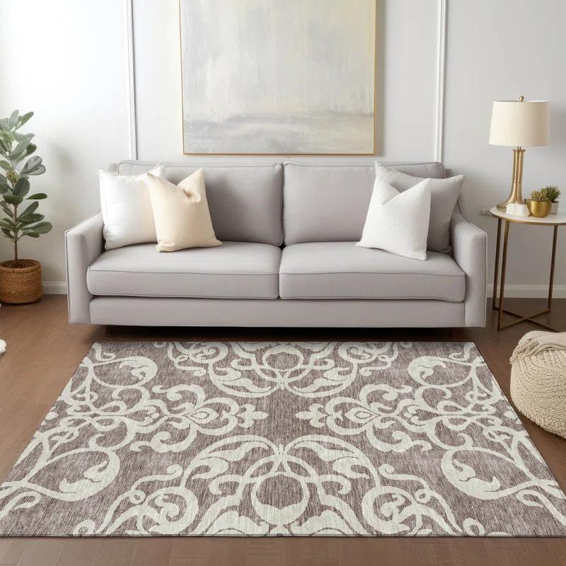 Chayden Washable Damask Indoor / Outdoor Rug