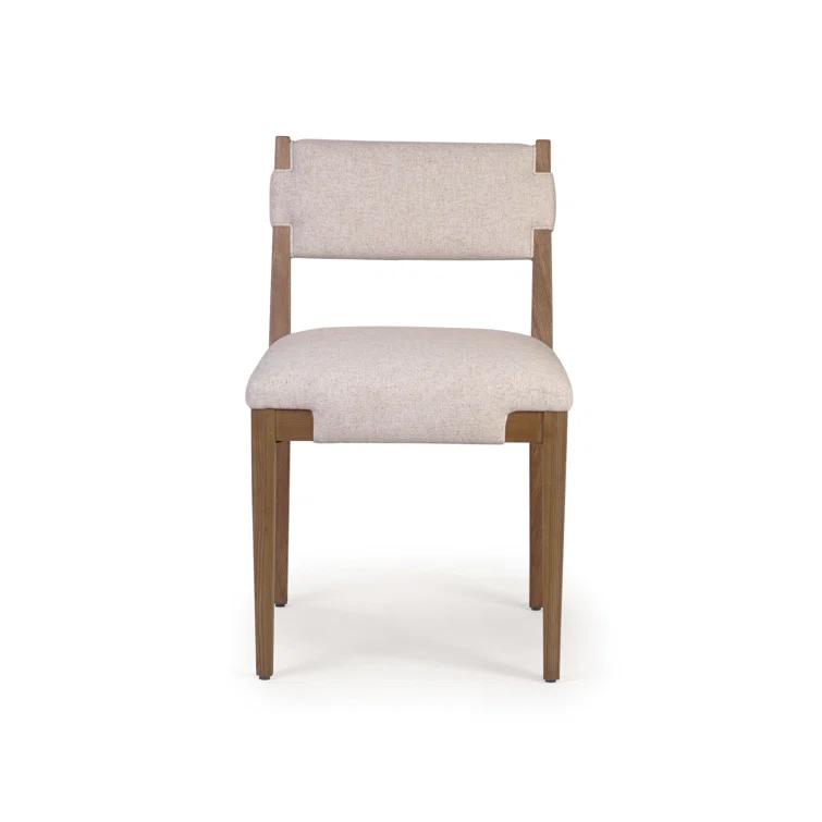 Antwerp Natural Linen Upholstered Side Chair with Wood Frame