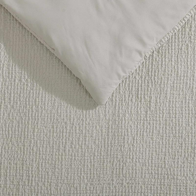 Vera Wang Puckered Texture Cotton Grey Duvet Cover Set | Wayfair