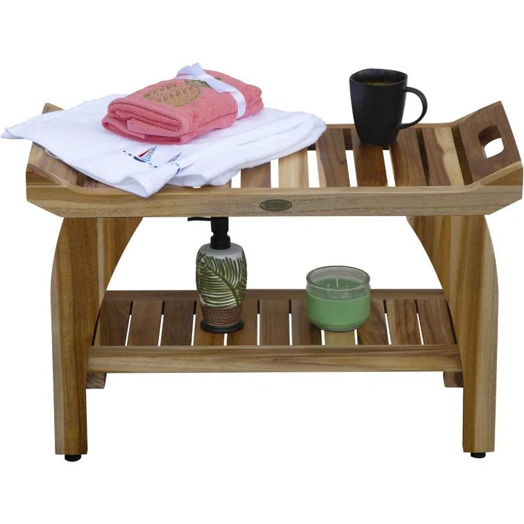 EcoDecors Tranquility by EcoDecors, Teak Shower Bench, Teak Bench Shower, Teak Shower Bench for Inside Shower, Teakwood Shower Bench