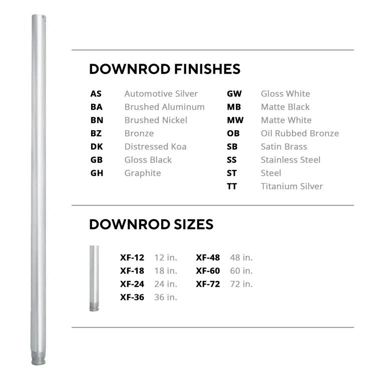 48-Inch Matte White Steel Ceiling Fan Downrod