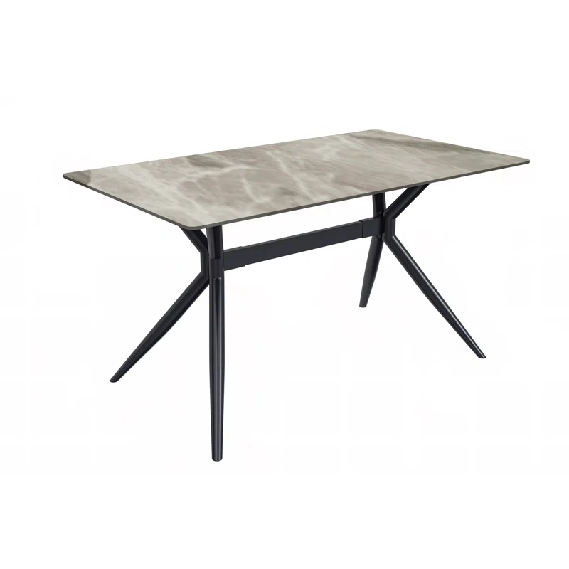 Kaison Modern Dining Table with Sintered Stone Top and Stainless Steel Base